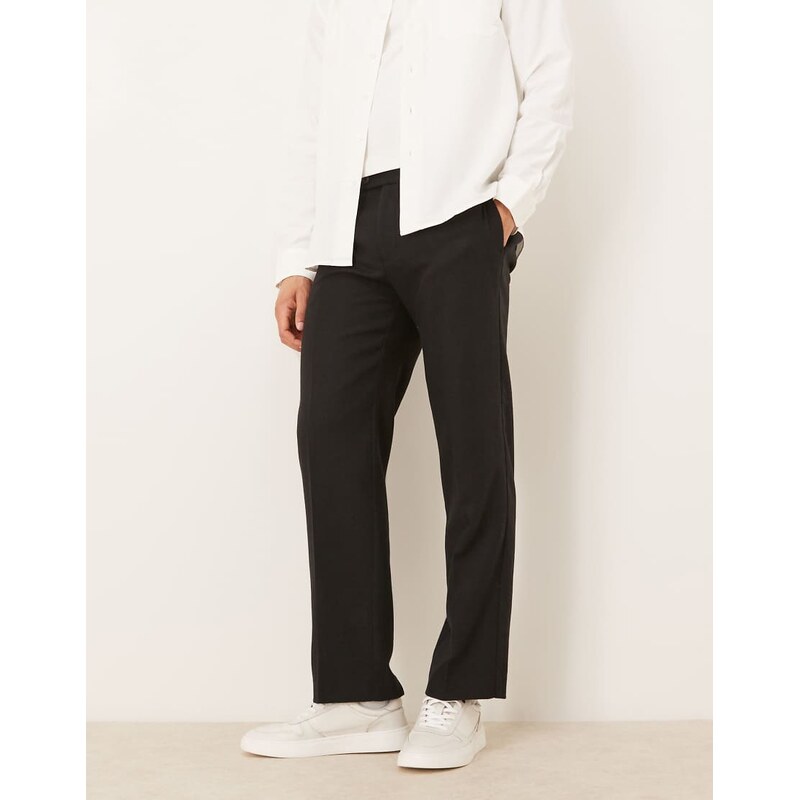 ASOS DESIGN tailored straight leg trousers with wool blend in