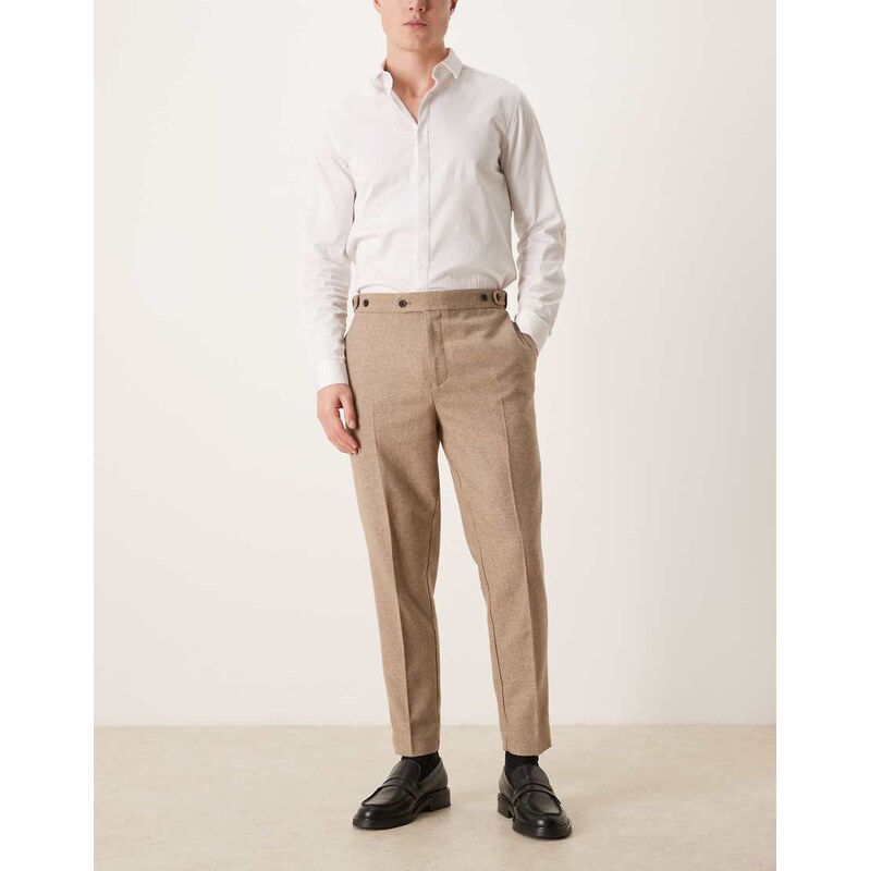 ASOS DESIGN tailored tapered trousers with wool blend in dark