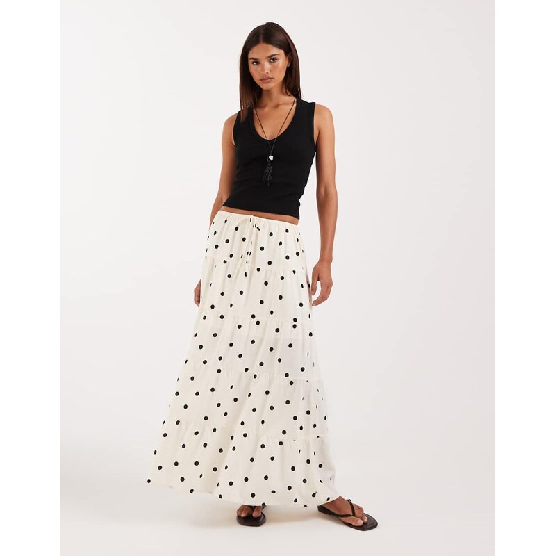 Cotton On haven tiered maxi skirt in sami polka dot-Multi 114688224