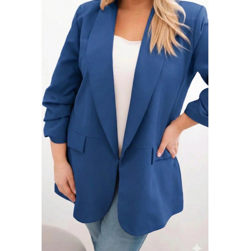 MladaModa Elegantní oversize sako model 1085 tmavě tyrkysové