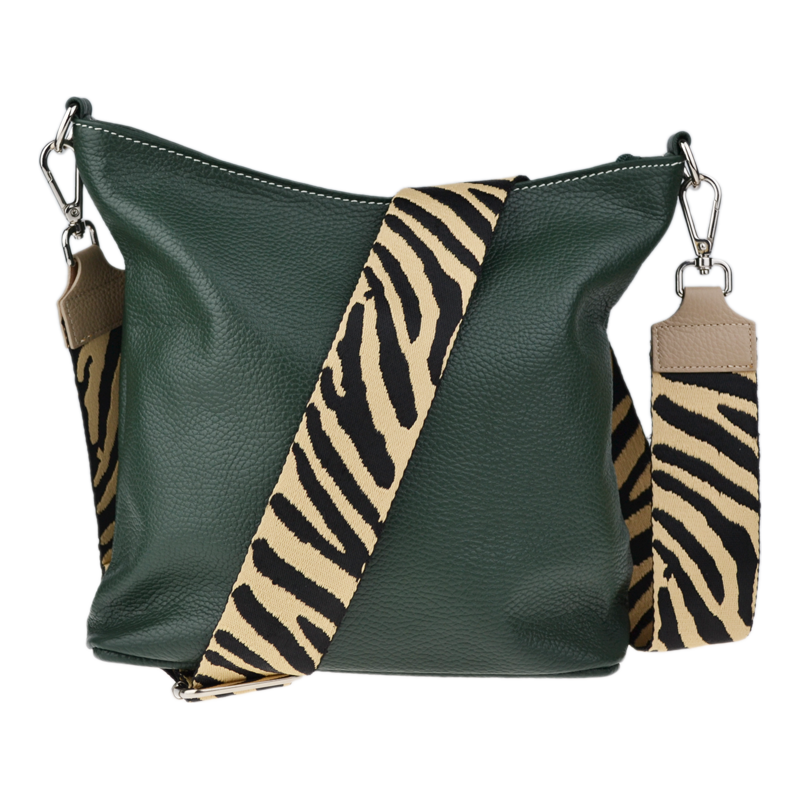 Zelená kožená italská crossbody kabelka Amalia Verde Scura IV