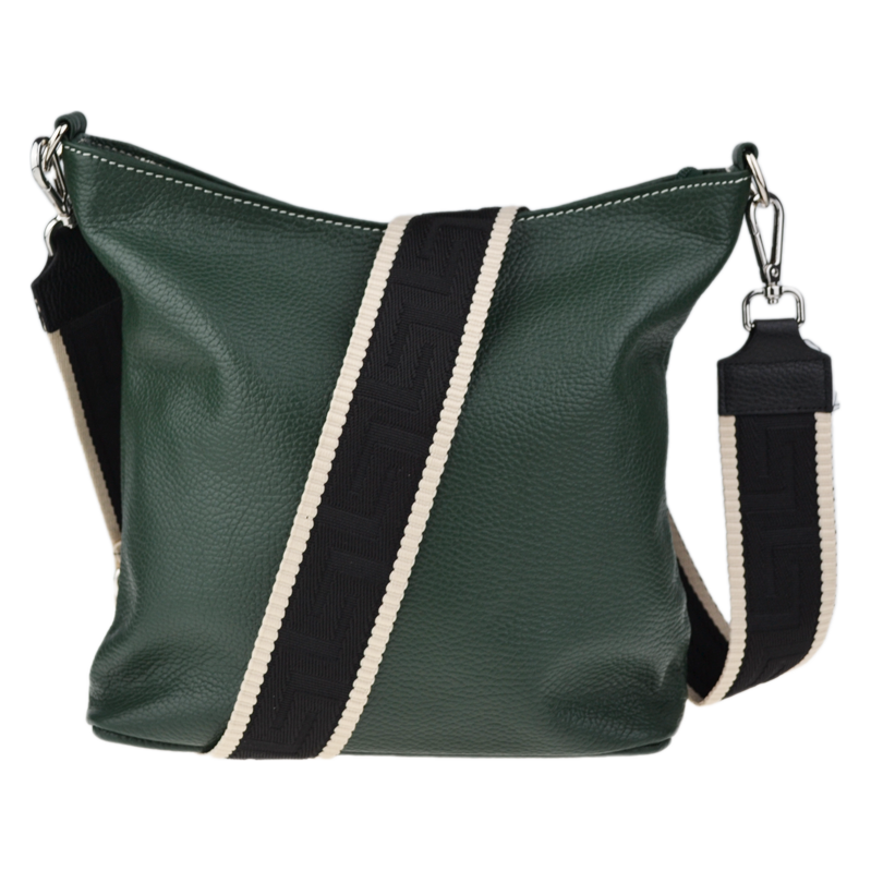 Zelená kožená italská crossbody kabelka Amalia Verde Scura V