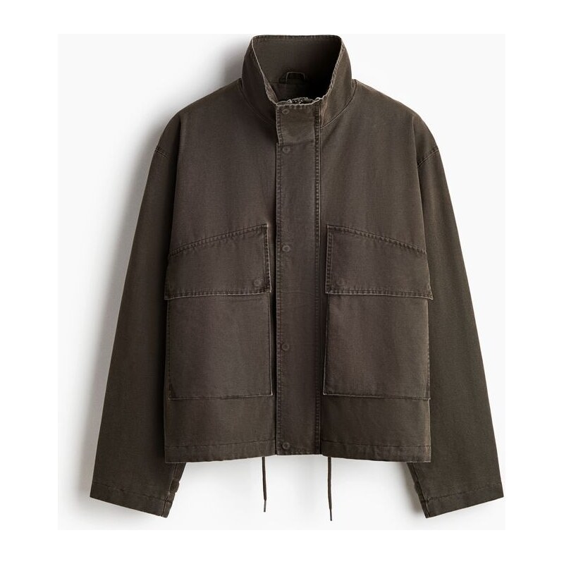 H&M - Bunda se stojáčkem - Tmavě Zelená Khaki