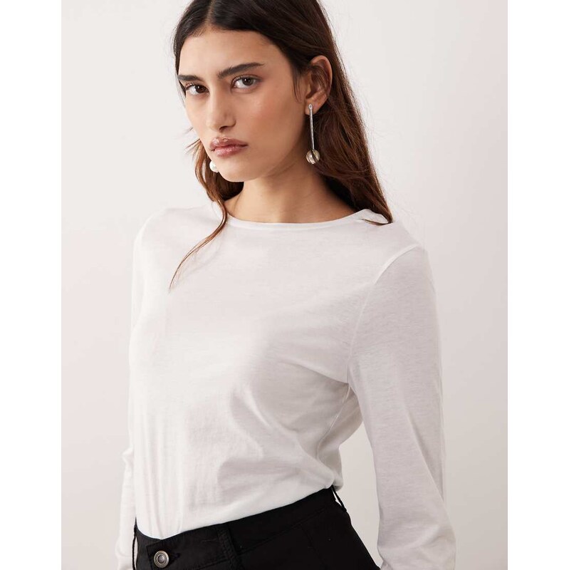 ARRANGE seam detail long sleeve jersey top in white 113619906