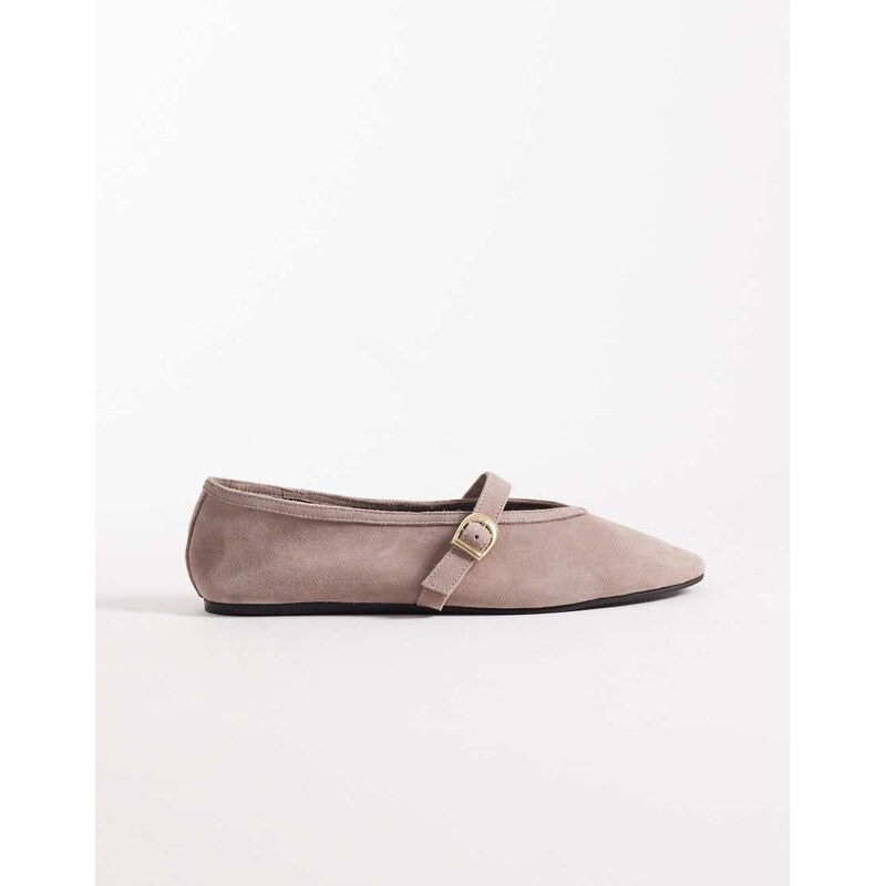 ASOS DESIGN Lively premium suede mary jane ballets in blush-Pink 115517440