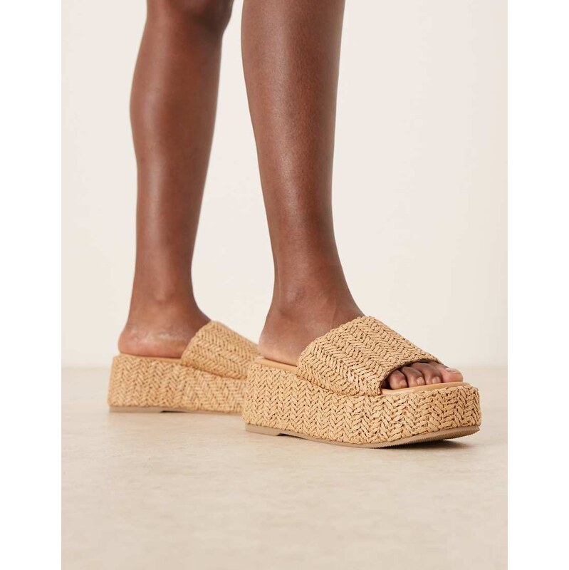 ASOS DESIGN Teagan flatform footbed wedges in natural raffia
