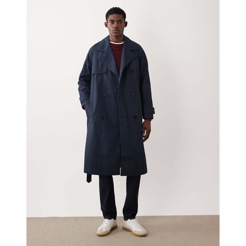 ASOS DESIGN oversized trench coat in navy