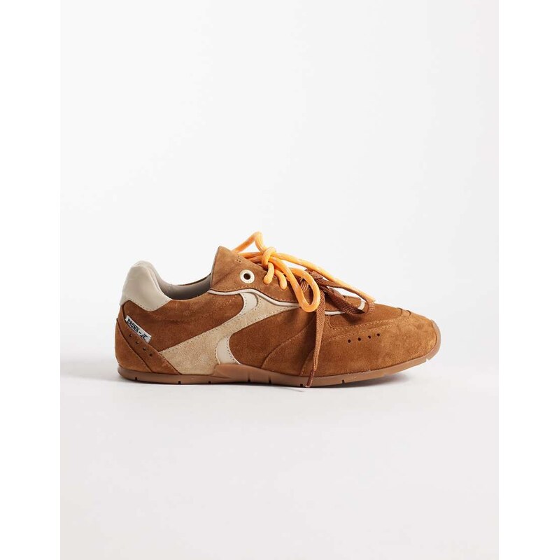 Bronx Myr-aa trainers in caramel oatmilk suede-Brown 113623578