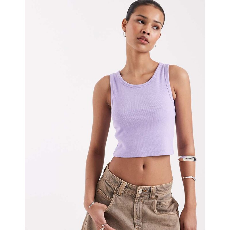 JJXX Fallon ribbed cropped vest in light purple