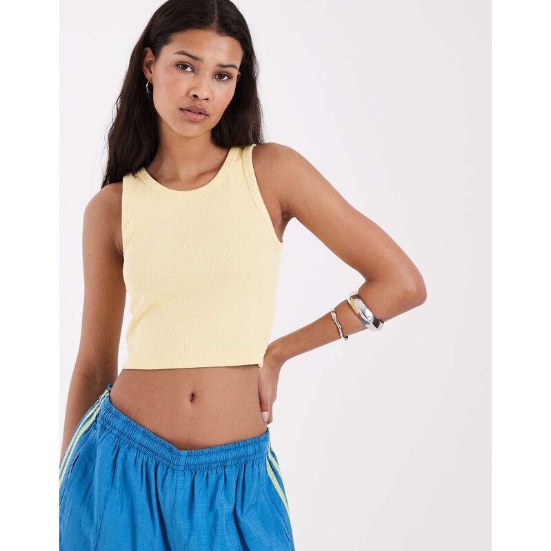 JJXX Fallon ribbed cropped vest in butter yellow