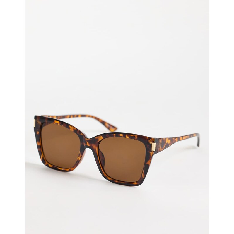 Pieces square fram cat eye sunglasses in toroise shell print-Multi 113619993