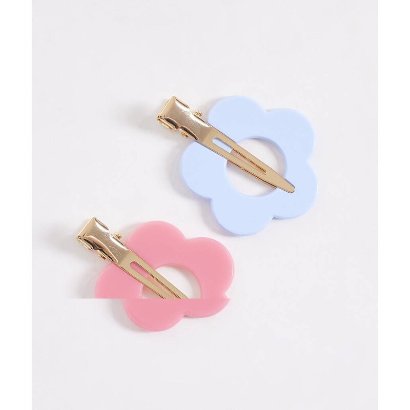 Pieces 2 pack retro flower hair clip in blue and pink 113623601