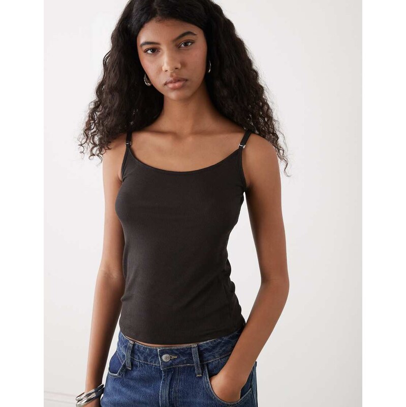 Weekday tank top in dark brown 114089119