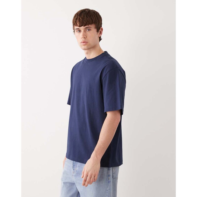 Weekday relaxed fit heavyweight jersey t-shirt in navy