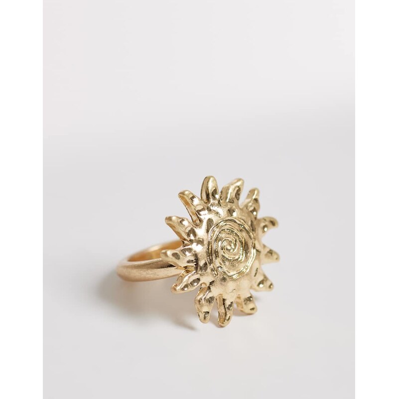 ASOS DESIGN ring with sun design in gold tone