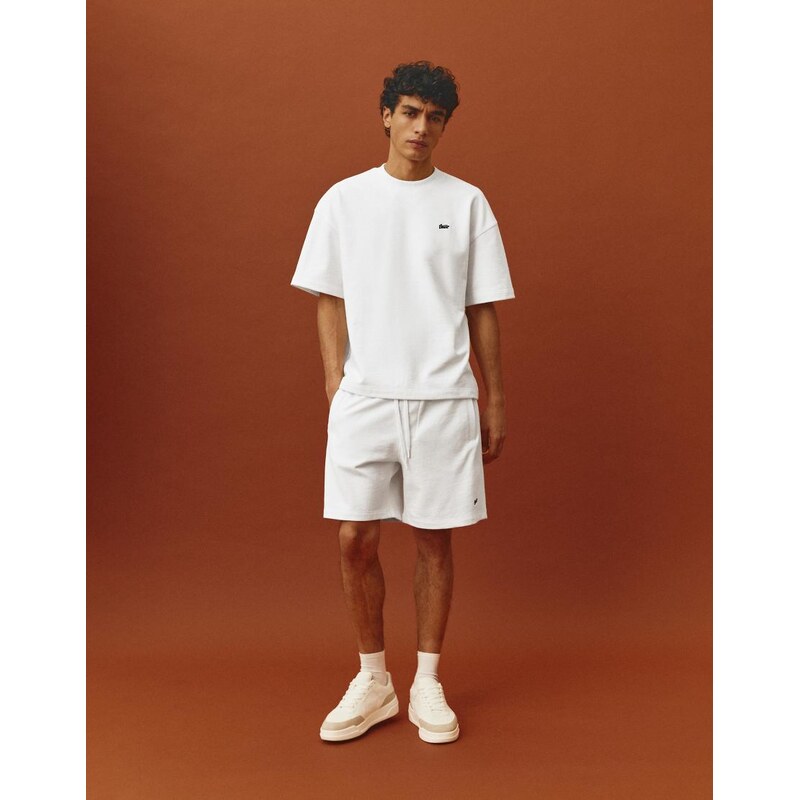 Pull&Bear Short sleeve logo heavyweight t-shirt in white