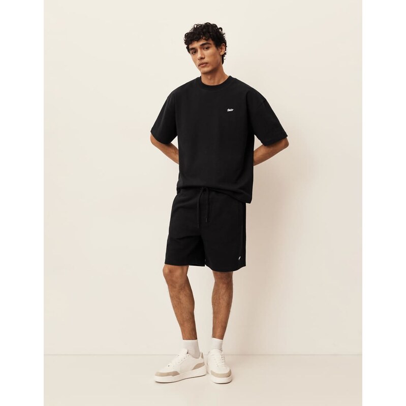 Pull&Bear Bermuda jogger with logo in black