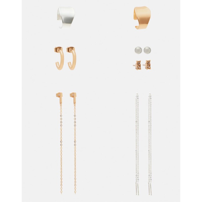 Pull&Bear Pack of ear cuff earrings in gold 113620098