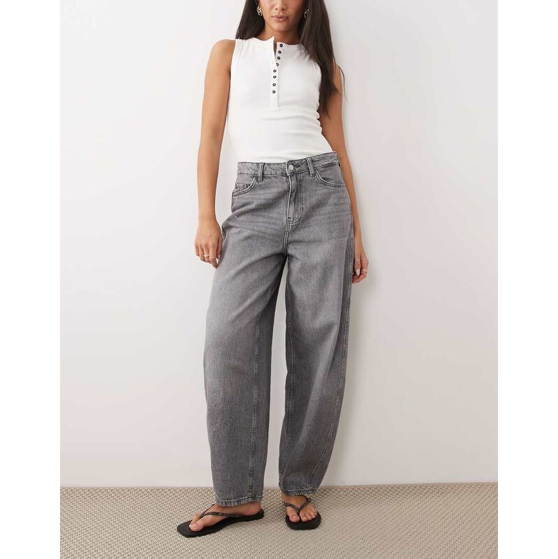 JDY Susie mid waist barrel jeans in grey 113619938