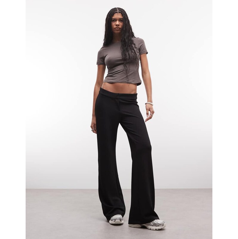 Weekday flared trousers with side zip detail in black