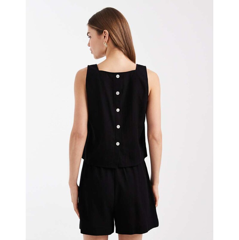 Vero Moda sleeveless top with button back detail co-ord in black 113619990
