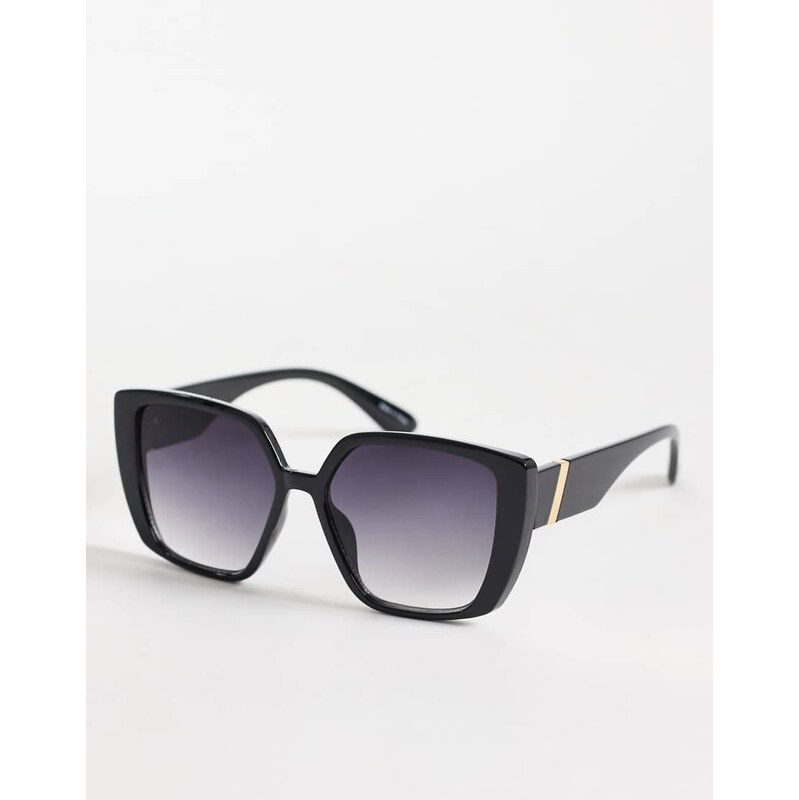 Pieces large square frame sunglasses in black