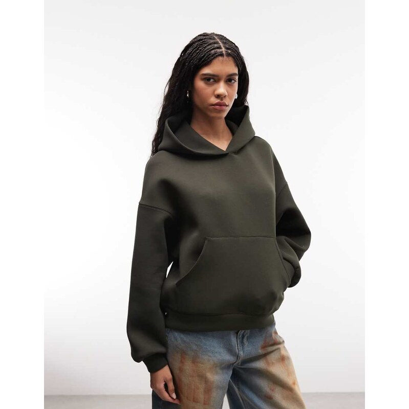 Weekday Petra oversized scub-style hoodie in dark green 113619995