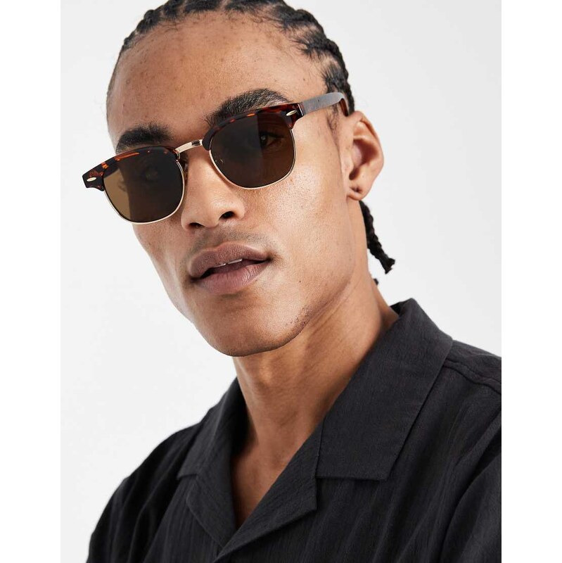 Cotton On retro sunglasses in tortoishell-Brown