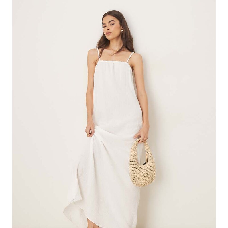 JDY Tall cheesecloth sleeveless maxi dress in white 105695568
