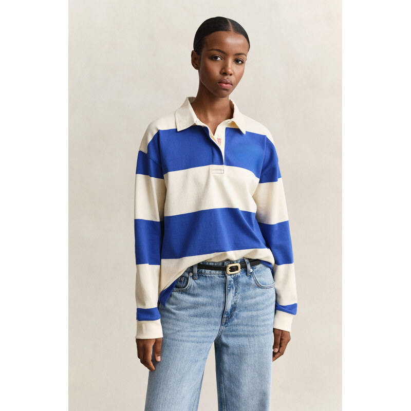 POLOKOŠILE GANT STRIPED COTTON HEAVY RUGGER ROYAL BLUE 112683558