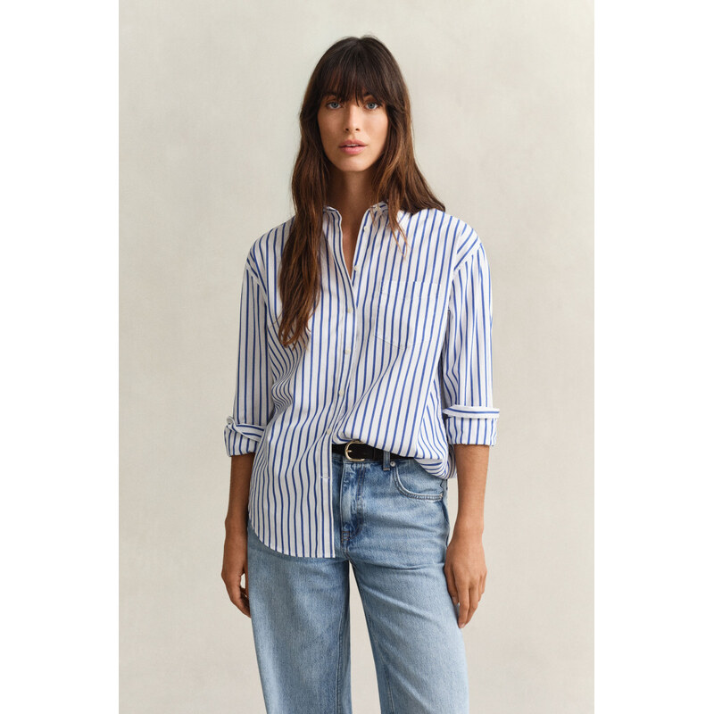 KOŠILE GANT REL CLASSIC POPLIN STRIPED SHIRT ROYAL BLUE