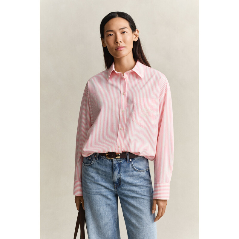 KOŠILE GANT OS CLASSIC POPLIN STRIPE SHIRT LILLY PINK
