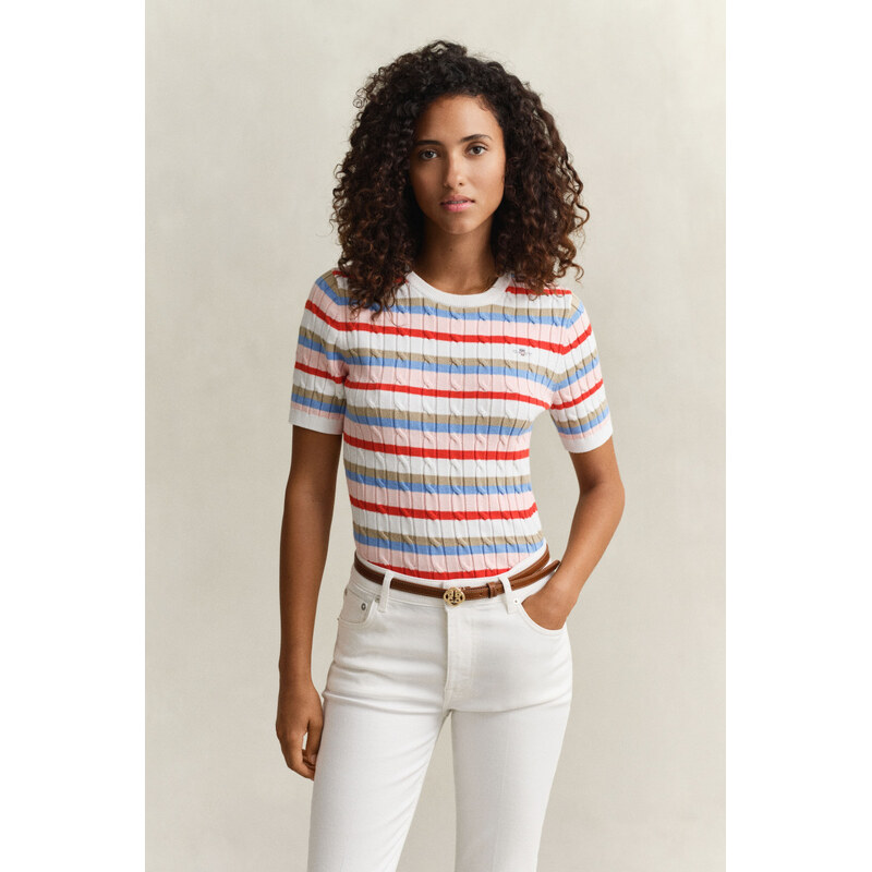 SVETR GANT STRETCH COTTON CABLE STRIPE SS MULTICOLOR 112683625