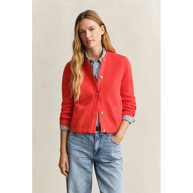KARDIGÁN GANT COTTON KNIT JACKET PERFECT RED 112683636