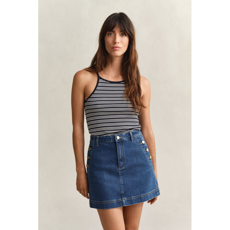 TRIČKO GANT SLIM STRIPPED HALTERNECK TANK TOP EVENING BLUE