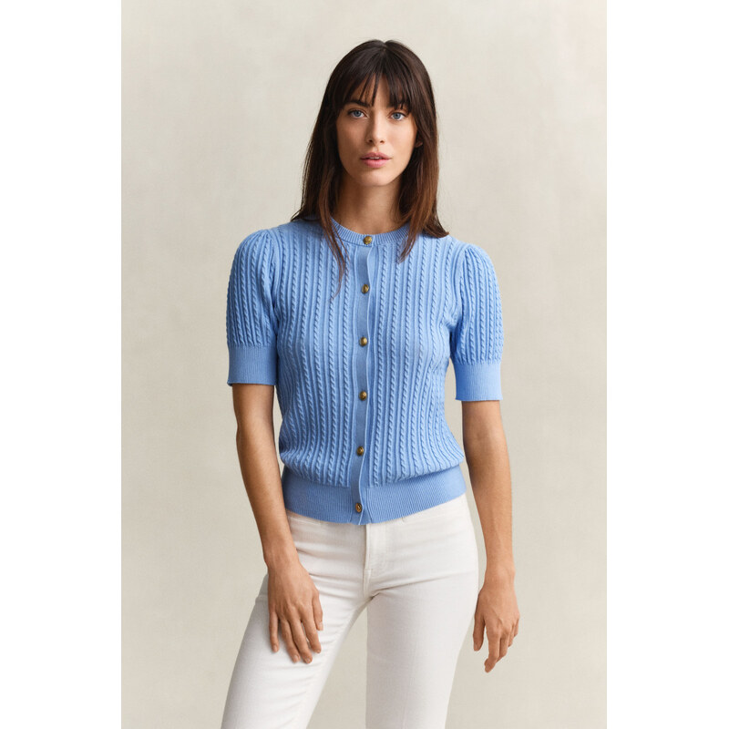 KARDIGÁN GANT COTTON CABLE SS CARDIGAN PALACE BLUE 112711225