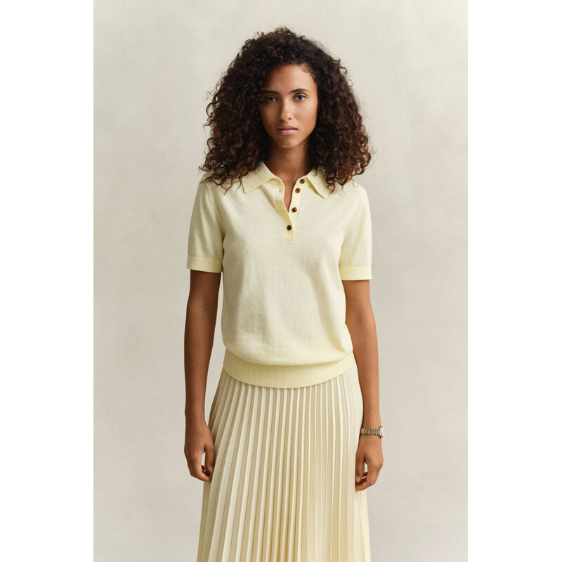 SVETR GANT LIGHT KNIT SS RUGGER VANILLA YELLOW 112711232