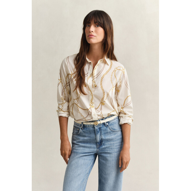 KOŠILE GANT REG PRINTED CTN VOILE SHIRT EGGSHELL