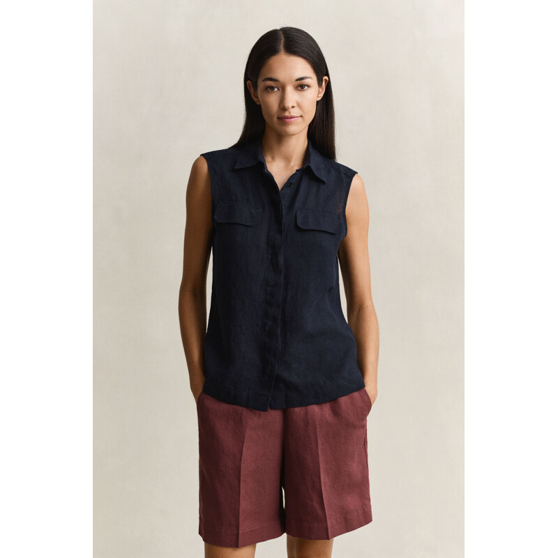 KOŠILE GANT LINEN SLEEVELESS SHIRT BLACK