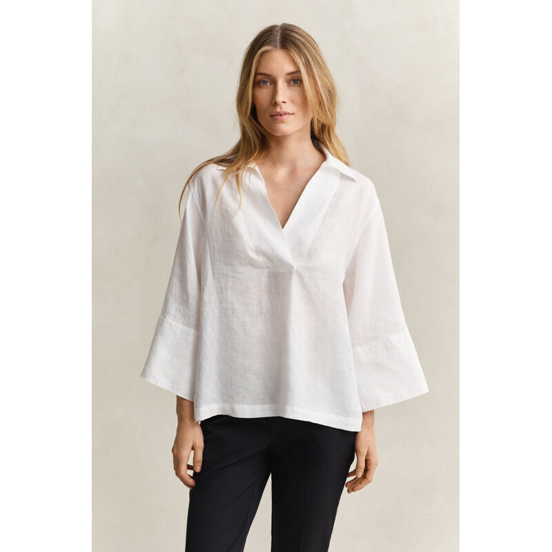 KOŠILE GANT REL LINEN POPOVER SHIRT WHITE