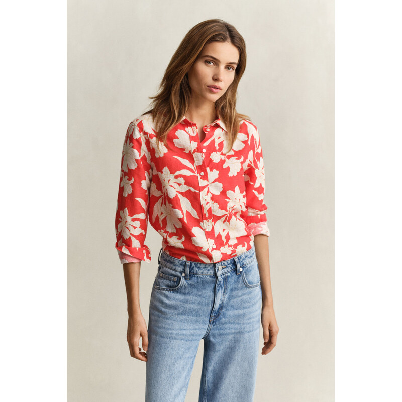 KOŠILE GANT REG FLORAL PRINT LINEN SHIRT PERFECT RED