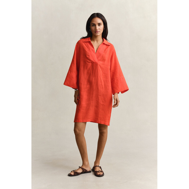 ŠATY GANT LINEN POPOVER DRESS PERFECT RED