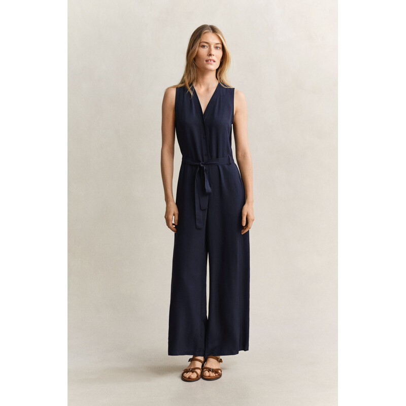 OVERAL GANT FLUID TWILL BELTED JUMPSUIT EVENING BLUE