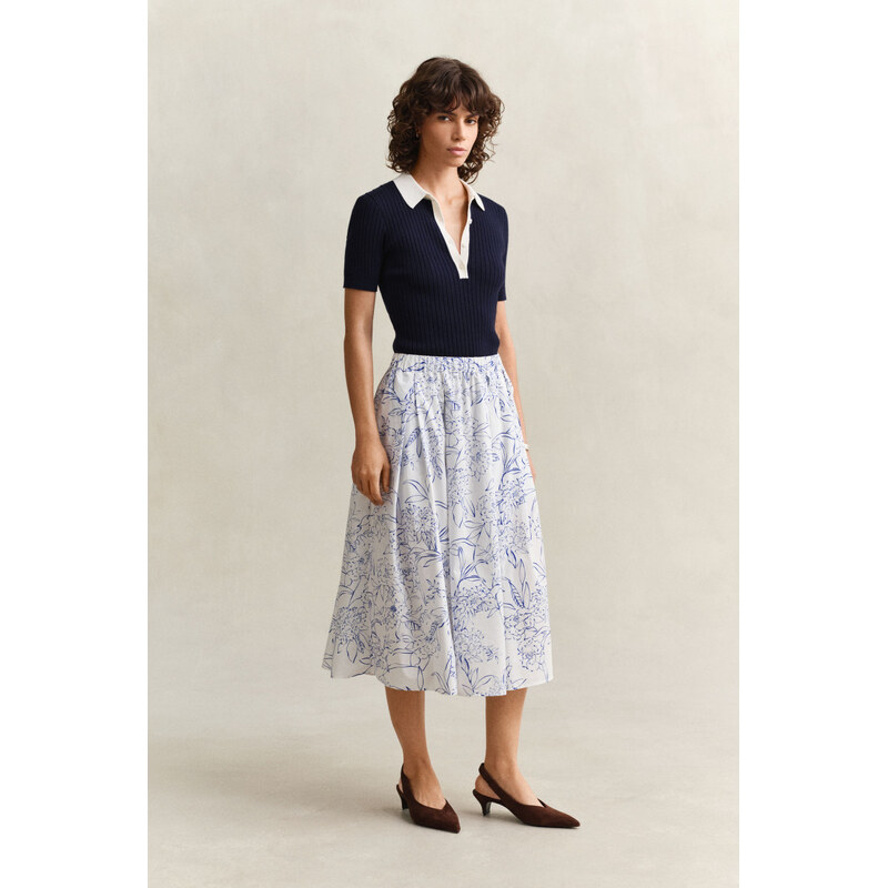 SUKNĚ GANT FLORAL PRINT PULL ON SKIRT WHITE