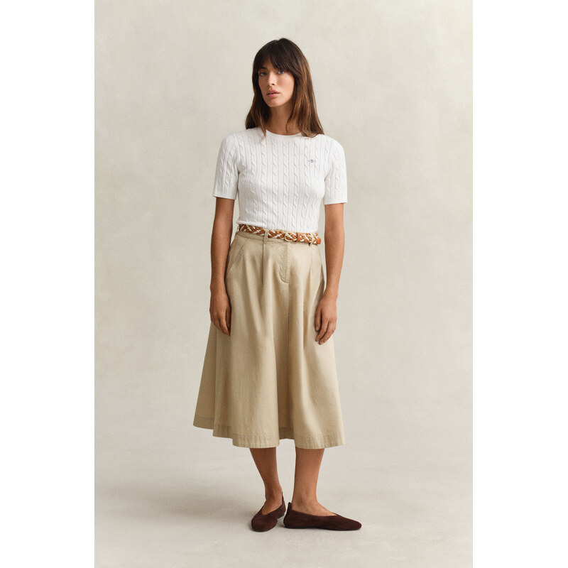 SUKNĚ GANT LIGHTWEIGHT PLEATED CHINO SKIRT OAT BEIGE