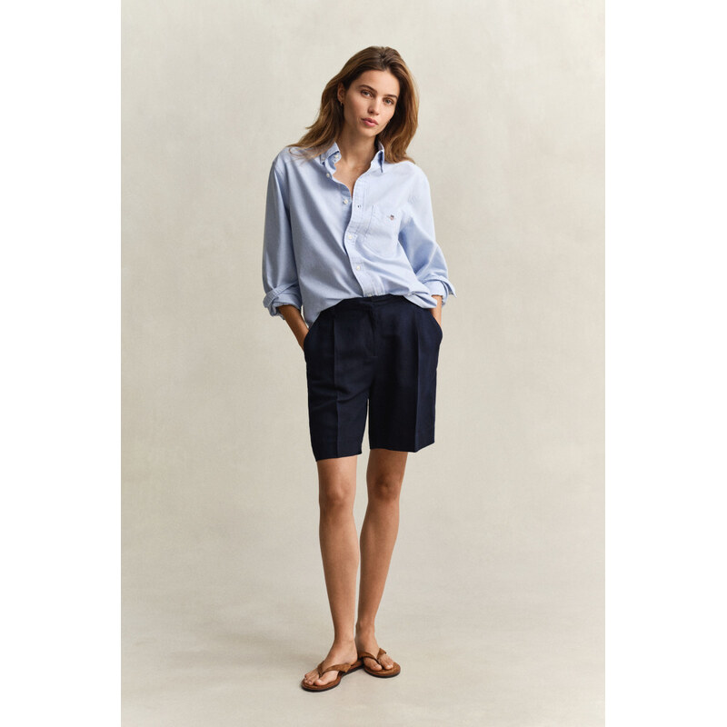 ŠORTKY GANT TAILORED LINEN BLEND SHORTS EVENING BLUE