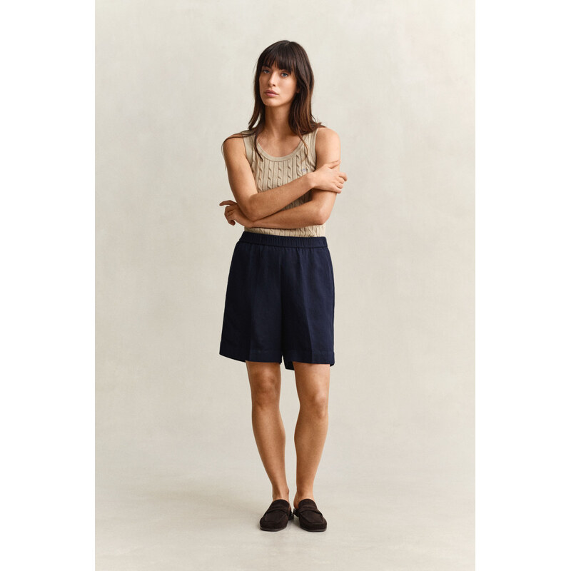 ŠORTKY GANT LINEN BLEND PULL ON SHORTS EVENING BLUE