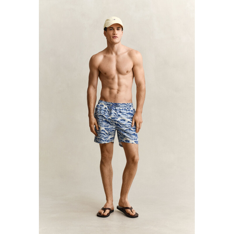 PLAVKY GANT WAVES PRINT SWIM SHORTS VINTAGE BLUE