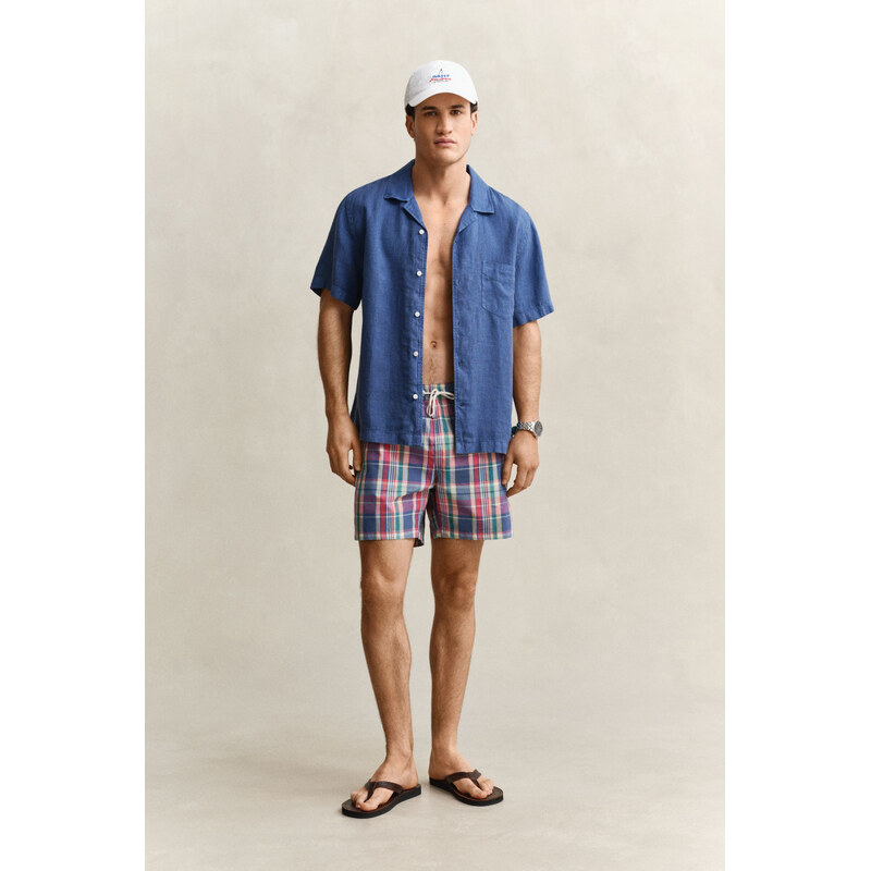PLAVKY GANT MADRAS CHECK SWIM SHORTS ROSE RED