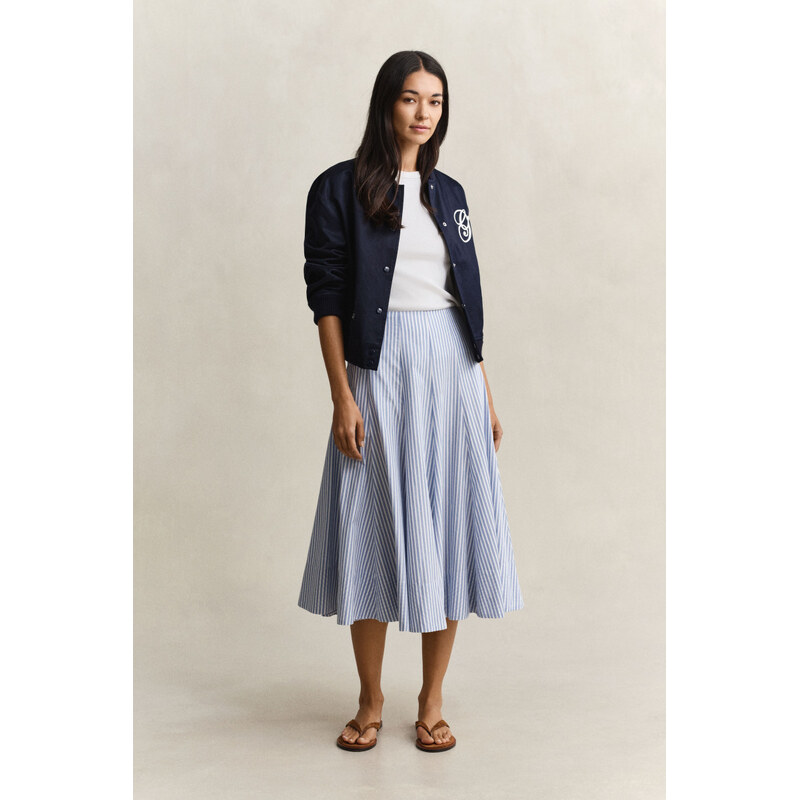 SUKNĚ GANT STRIPE CTN PANEL MIDI SKIRT PALACE BLUE